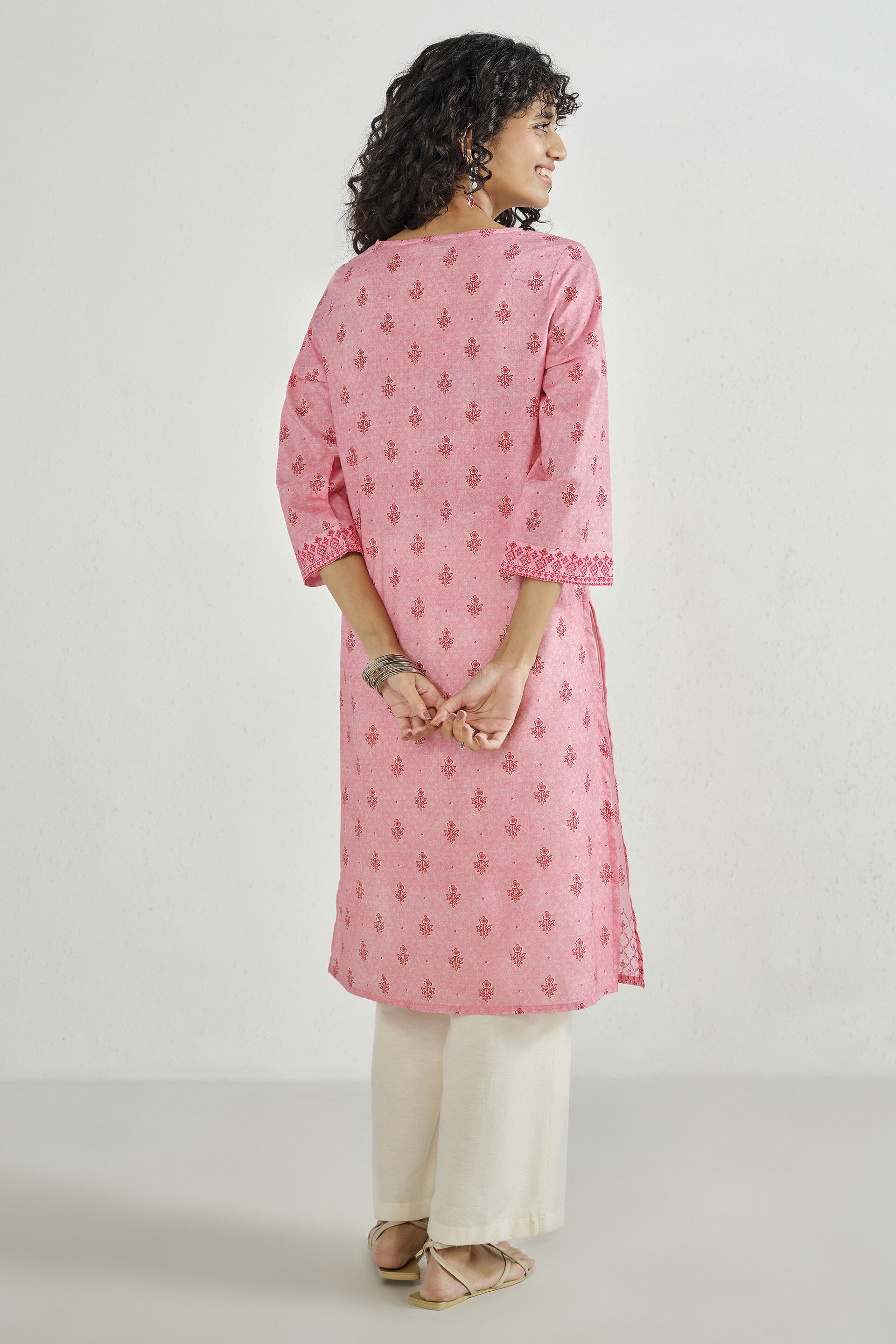 Gulabi Hush Cotton Kurta, Blush, image 6